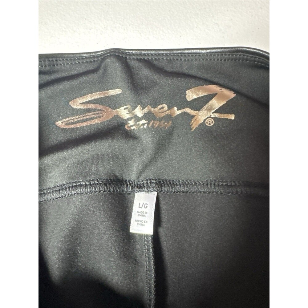 Seven7 Faux Leather Leggings Size Large Black NWT High Waist Stretch Pants - Picture 6 of 11